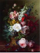 unknow artist, Floral, beautiful classical still life of flowers.134